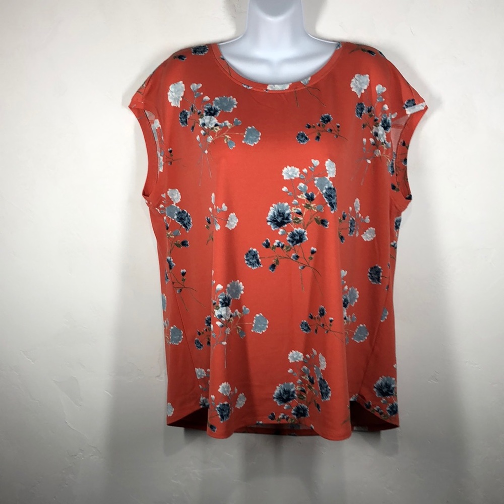 NorthCrest orange floral blouse size 1X